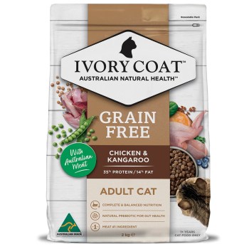 Ivory Coat Grain Free Indoor Adult Dry Cat Food Chicken & Kangaroo - 2kg