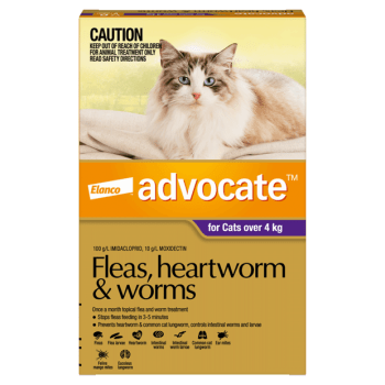 Advocate Fleas , Heartworm & worms  3 pack for cats over 4KG