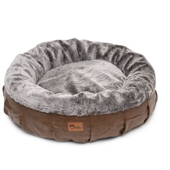 superior's Harley Dog Bed Faux Leather & Rabbit Fur